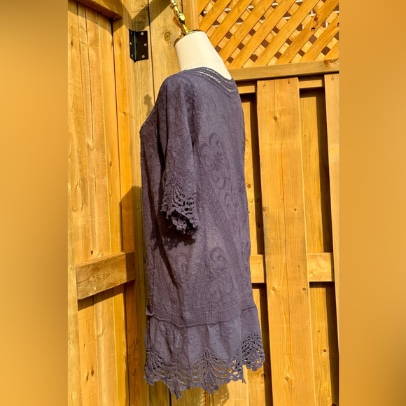 🆕 FARM Rio 🧿 NWOT Navy Blue Crochet Tunic Dress, Sz M - Picture 10 of 16